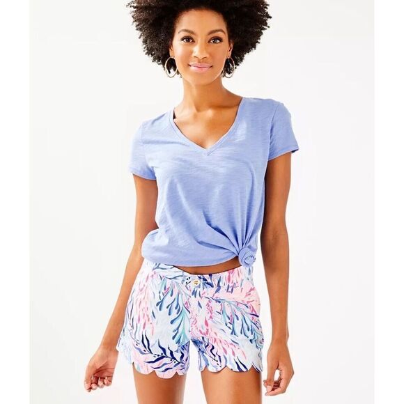 Lilly Pulitzer Buttercup Stretch Short In Crew Blue Tint Kaleidoscope Size 12 - Picture 2 of 11